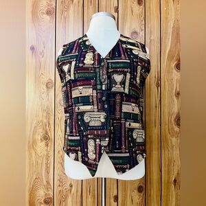 VTG 1990s Literature Book Library Tapestry Style Vest